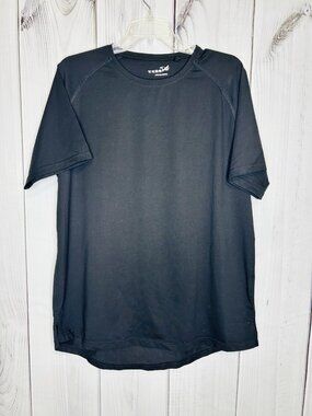TEZO Mens Gym Workout Short Sleeve T-Shirt Cotton Performance Sz XL Black
